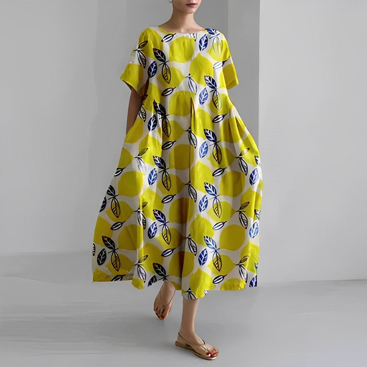 Comfortable women's loose fit maxi dress, a flowy swing dress ideal for summer wear & modesty.