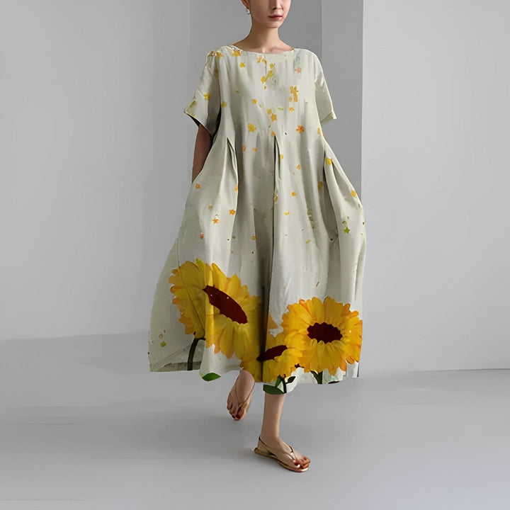 Chic party dress: a women's retro big swing maxi, offering casual elegance & comfortable long fit.