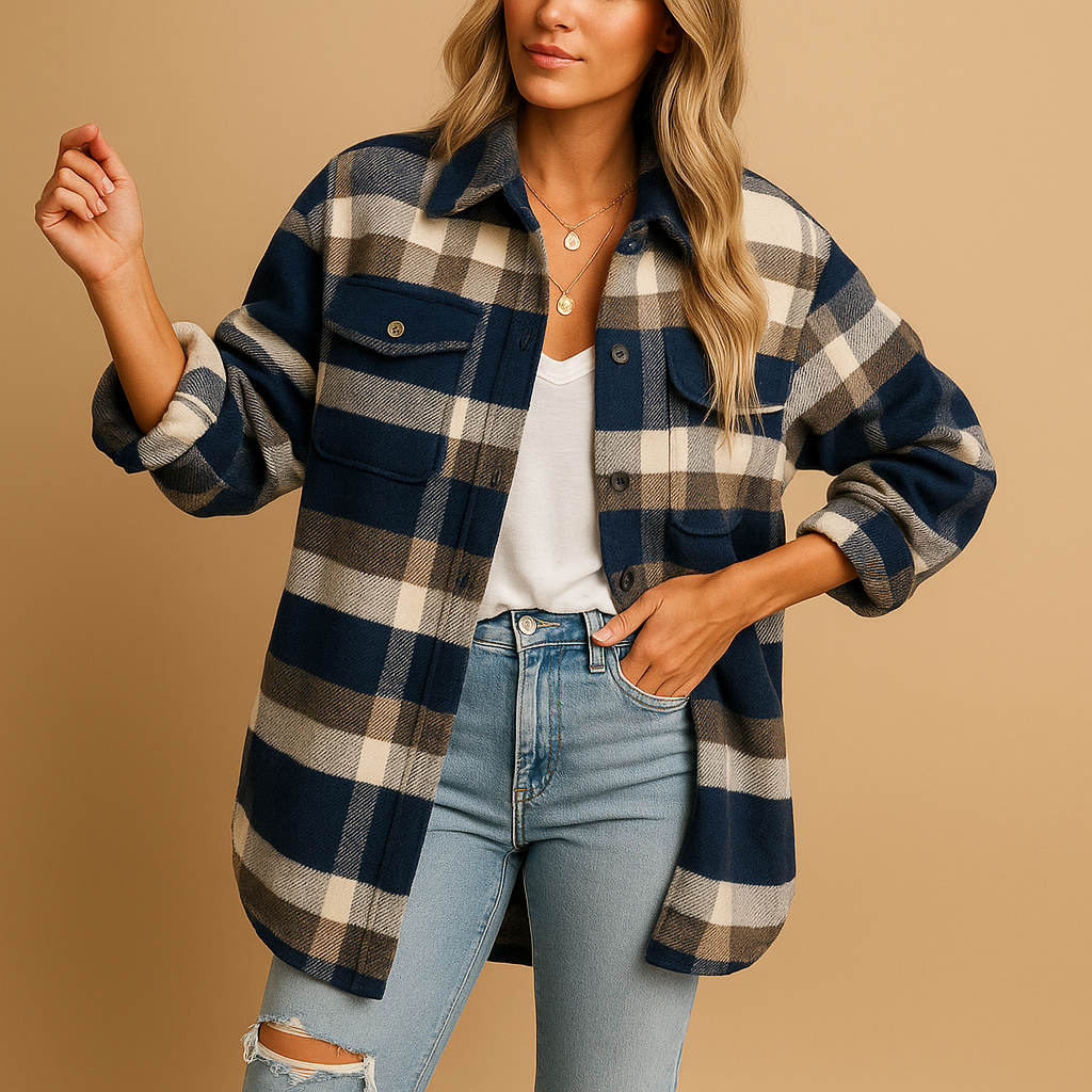 Stylish women's oversized winter jacket in a trendy color, perfect for warm, casual cold-weather layering.
