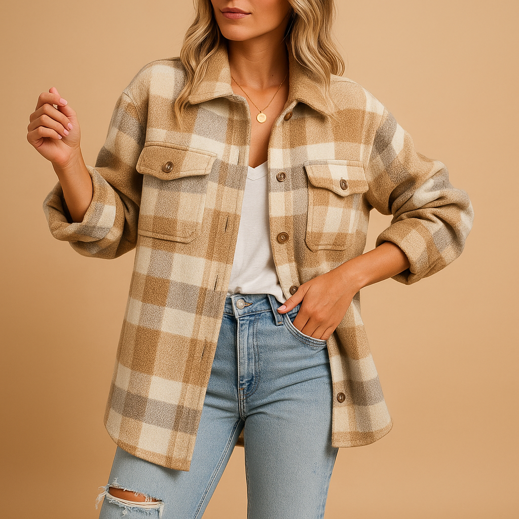 Modern women's oversized winter jacket, perfect for stylish layering & warmth in cold weather, a trendy fashion choice.