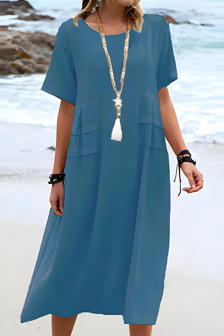 Stylish women's midi dress with an elegant layered design, ensuring a comfortable & flattering fit.