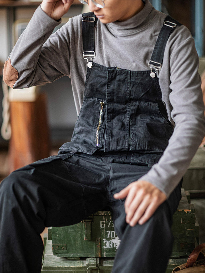Practical men's work overalls with a stylish utility design and adjustable straps.