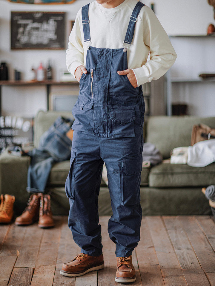 Modern men's overalls: cotton blend, versatile for work, outdoor activities, or urban casual style.