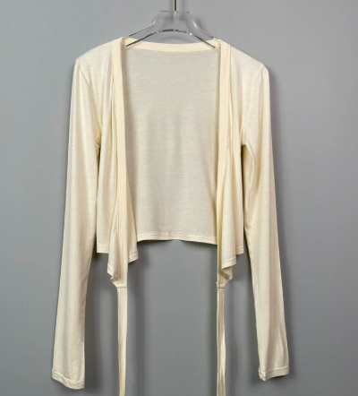 Women's activewear long sleeve top, wrap front, V-neck, ideal for Pilates, yoga, lounge, and everyday wear.