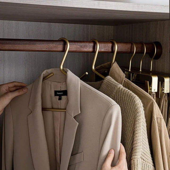 Premium silver non-slip metal hangers, ideal for heavy duty clothes storage. Achieve a closet refresh with luxury organization.