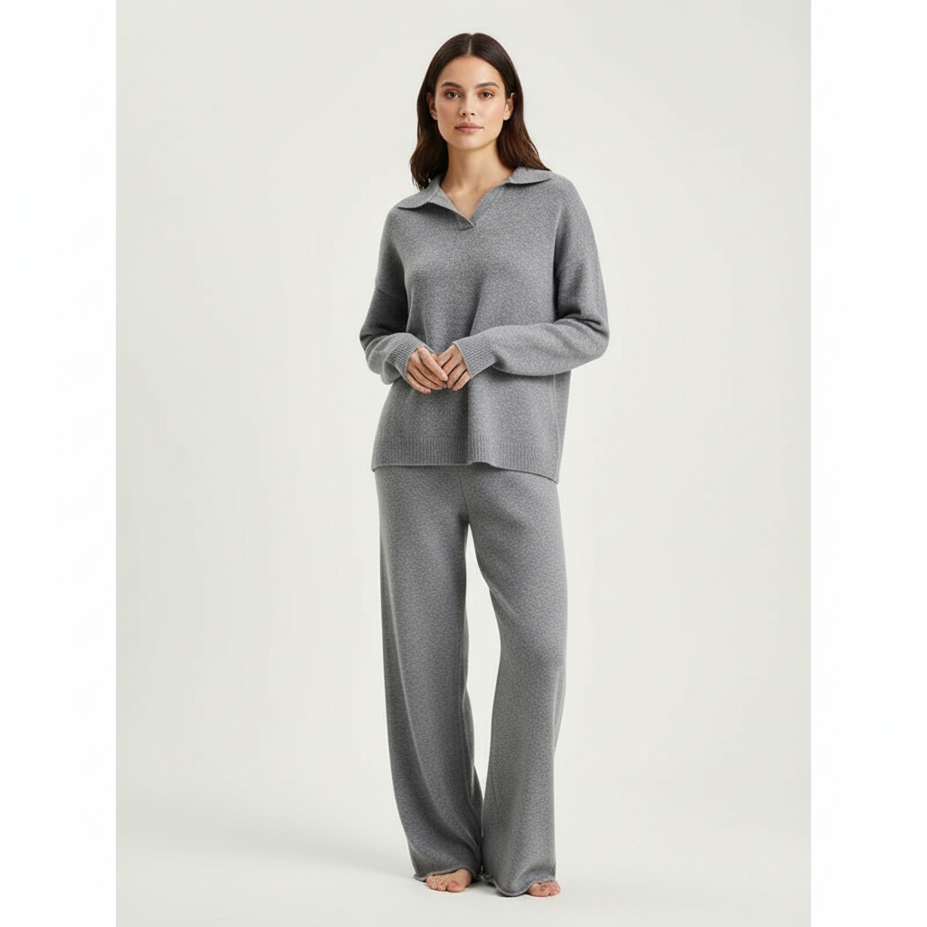 Indulge in our women's super soft cashmere lounge set, offering cozy warmth & ultimate relaxation at home.