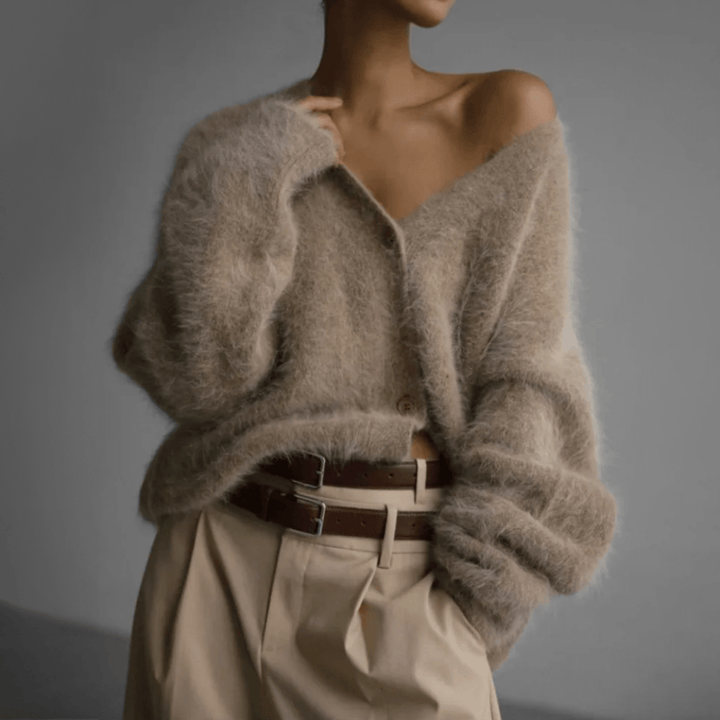 Cozy women's fluffy cardigan, perfect for autumn and winter layering. Soft, warm & stylish.
