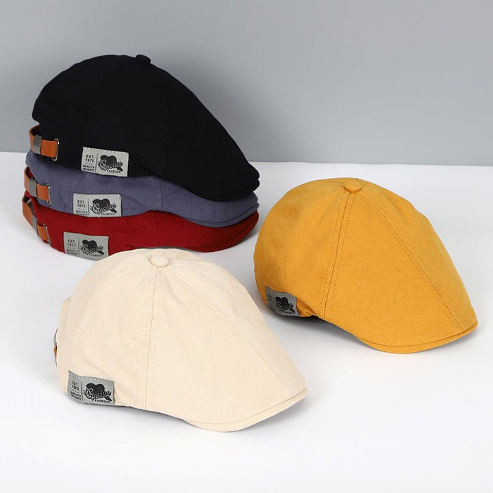 Detailed view of the adjustable band inside a stylish classic women's cotton beret hat.