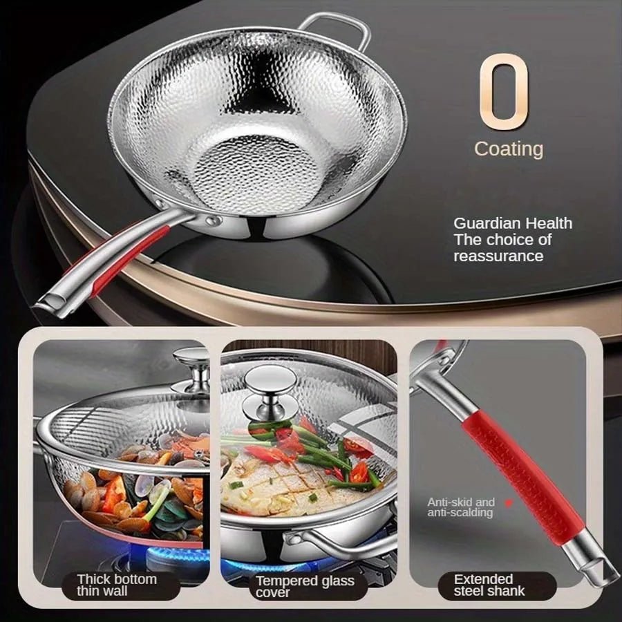 Premium titanium induction wok. Round bottom design is perfect for household stir-frying, ensuring delicious and healthy meals.