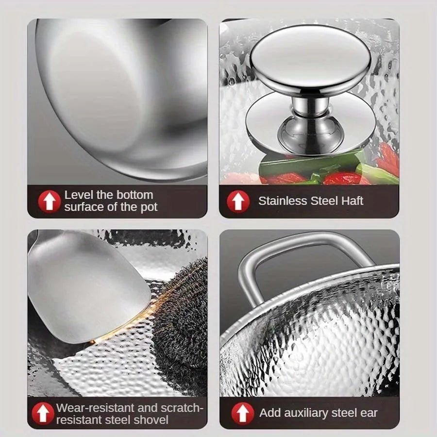 Versatile titanium stir-fry pan. This round bottom wok is compatible with induction cooktops for efficient household cooking.
