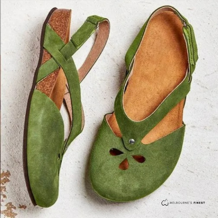Orthopedic comfort sandals for women with arch support, designed for pain relief & foot support.
