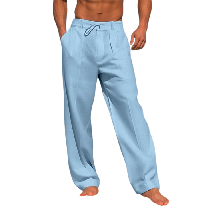 Men's white wide leg trousers in a relaxed fit for ultimate comfort & casual style.