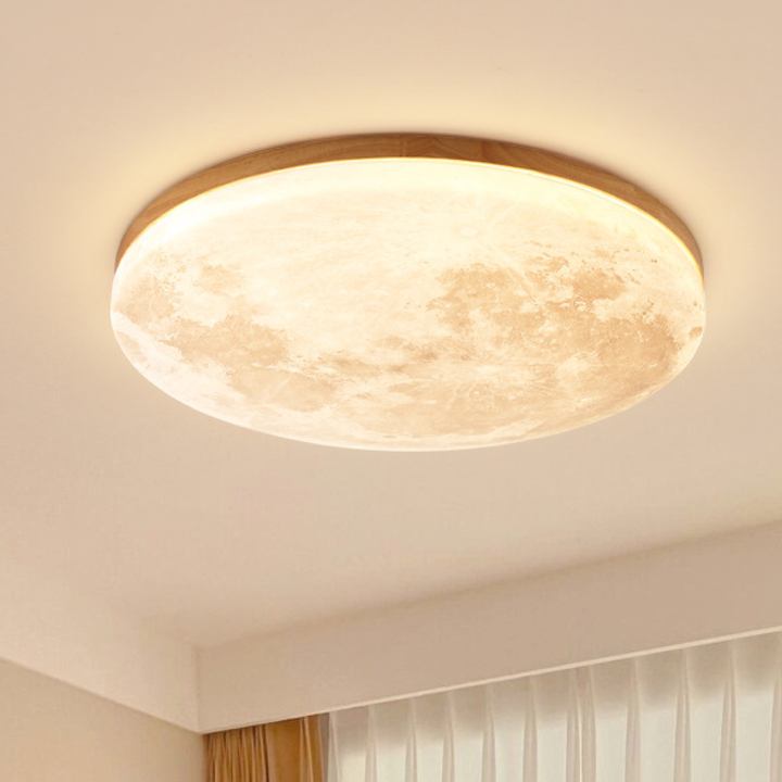 Modern Moon LED ceiling lamp for bedrooms, living rooms. Minimalist lunar design with adjustable light for home decor.