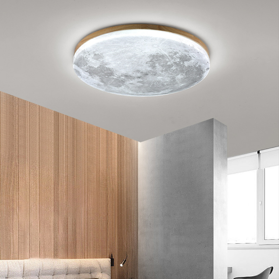 Minimalist design moon LED ceiling light. Modern pendant lighting for living rooms, bedrooms, and dining areas.
