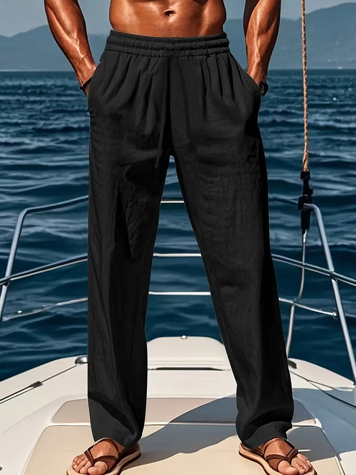 Lightweight men's loose fit casual pants, perfect for summer holidays, travel, and relaxed daily wear.