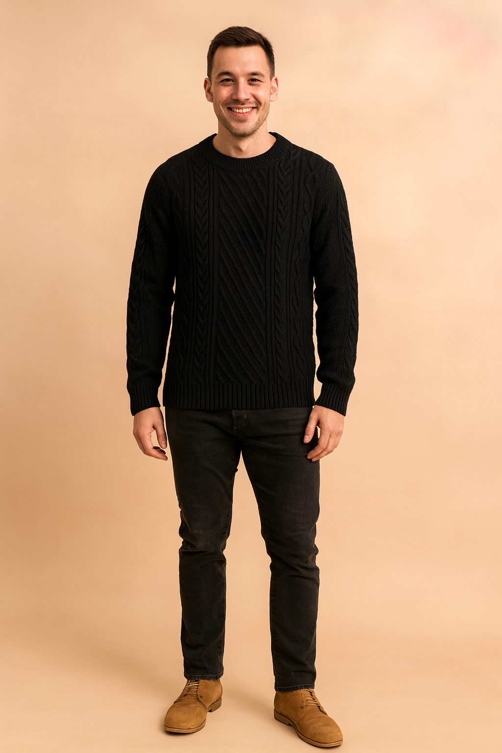 Classic men's long sleeve sweater, perfect for timeless fall & winter fashion. Cozy knitwear for everyday comfort.