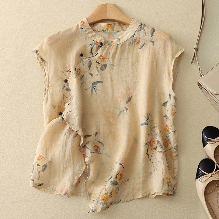 Women's vintage sleeveless top, an effortlessly chic and versatile blouse for summer fashion.