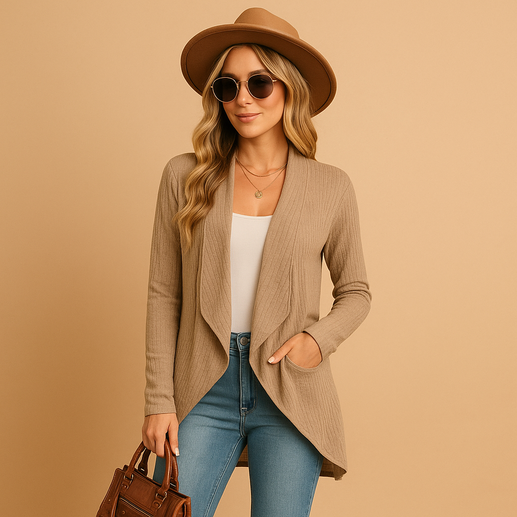 Oversized long black women's cardigan, an elegant and comfortable layering top for versatile everyday style.