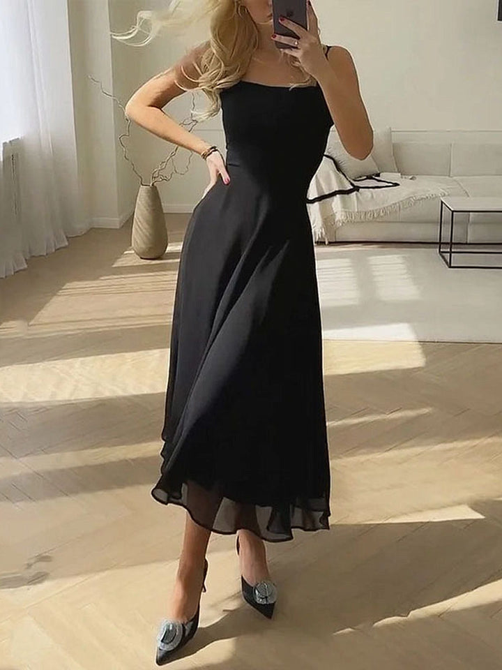 Women's Square Neck A-Line Midi Dress