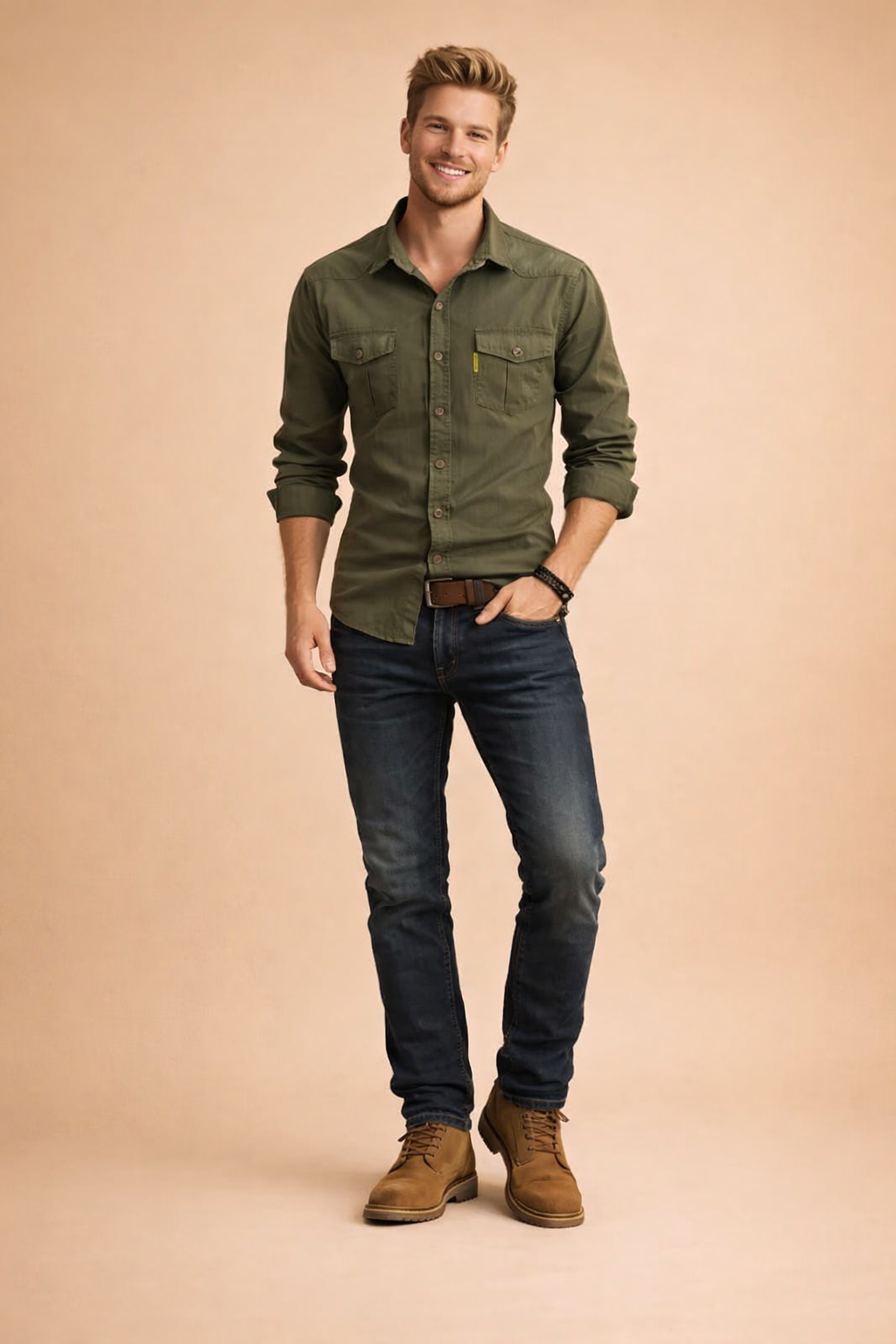 Sophisticated long-sleeve button-down men's shirt, ideal for refined casual or business casual looks.