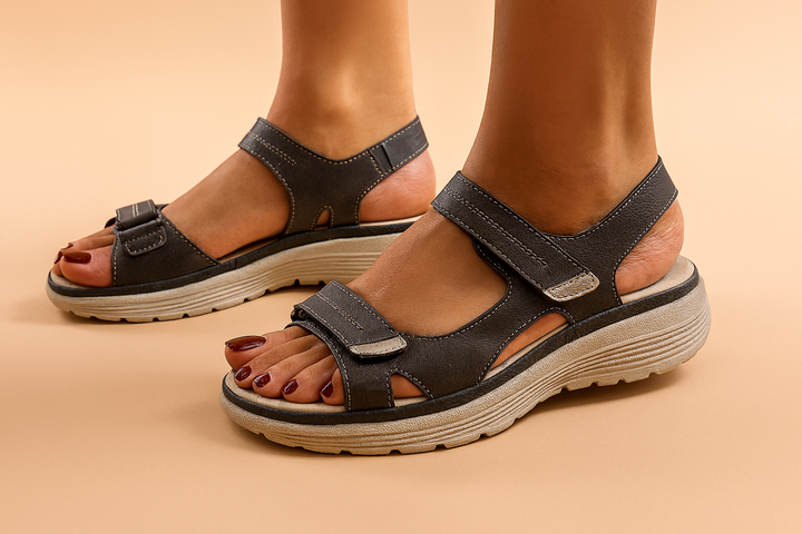 Comfortable women's sporty platform sandals with adjustable hook-and-loop straps, ideal for everyday casual wear.