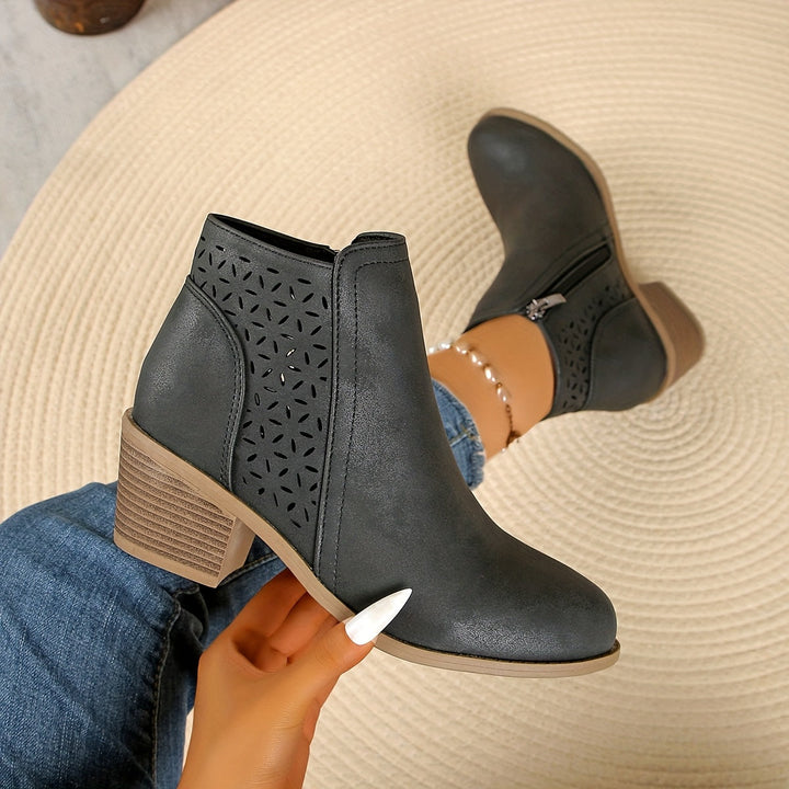 Casual women's orthopedic boots. Laser cut, breathable design with arch support for comfortable walking & foot pain relief.