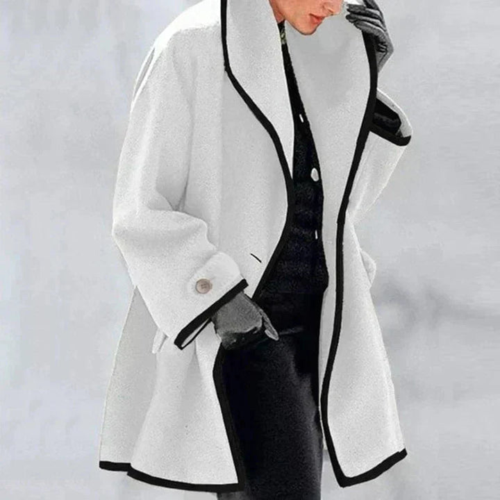 Plus size women's double-breasted jacket, chic & versatile for fall/winter, offers a stylish classic fit.
