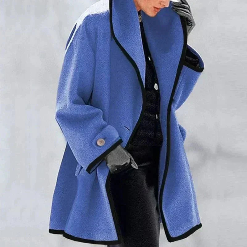 Versatile plus size women's double-breasted jacket, warm and stylish outerwear for fall & winter fashion.