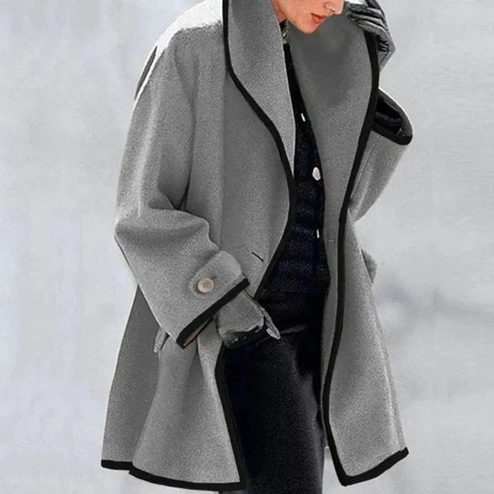 Classic double-breasted plus size jacket for women, stylish curvy outerwear perfect for fall and winter.