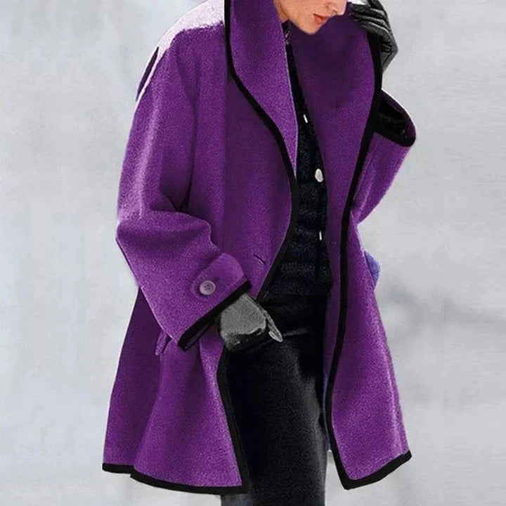 Chic plus size women's jacket, double-breasted design, warm and versatile outerwear for fall & winter style.