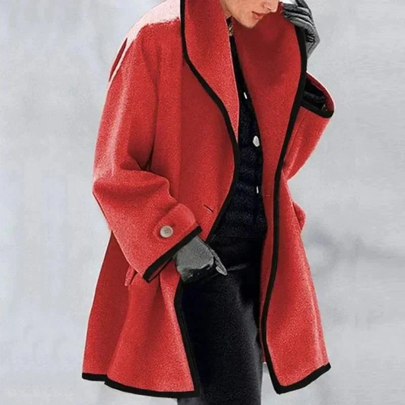 Stylish women's plus size double-breasted jacket, versatile outerwear that adds a chic touch to any outfit.