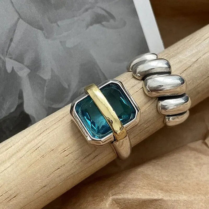 Women's Blue Zircon Silver Ring