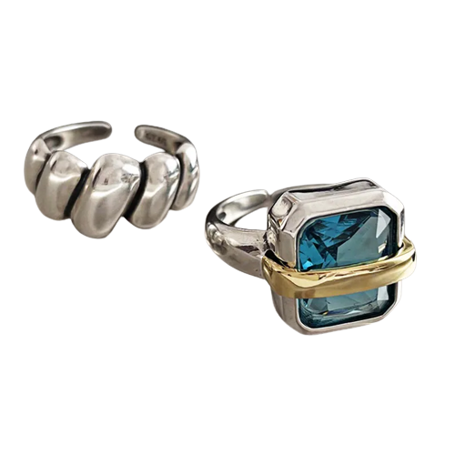 Women's Blue Zircon Silver Ring
