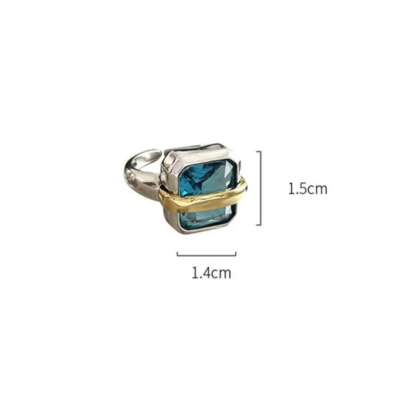 Women's Blue Zircon Silver Ring