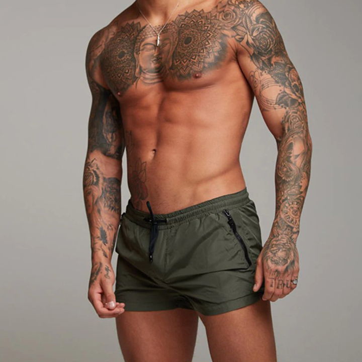 Versatile men's quick-dry swim shorts for a trendy look at the beach, pool, or resort.