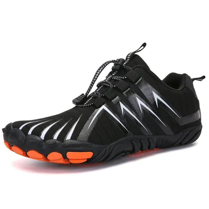 Men's hiking barefoot shoes, durable and flexible sole offers comfort and grip on outdoor trails.