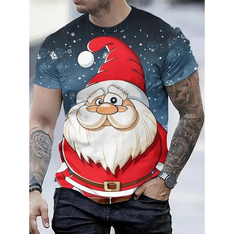 Men's holiday shirt with a fun Santa Claus graphic, a festive casual Christmas top for gatherings.