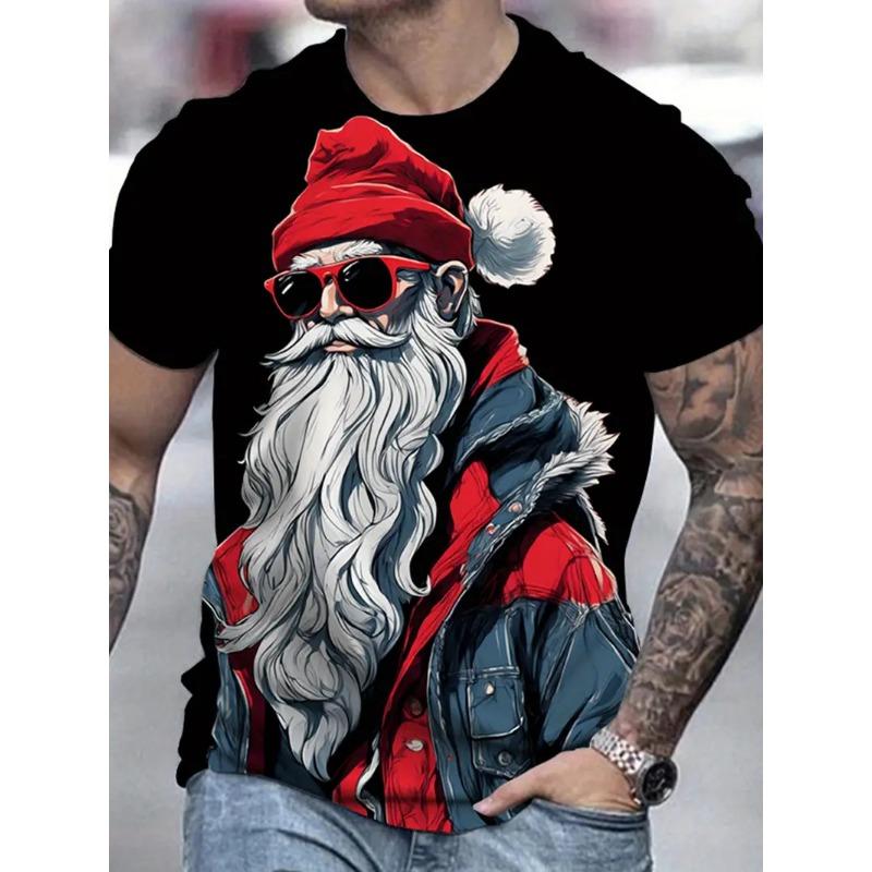 Men's festive Christmas shirt with fun Santa graphic print, perfect holiday apparel for parties.