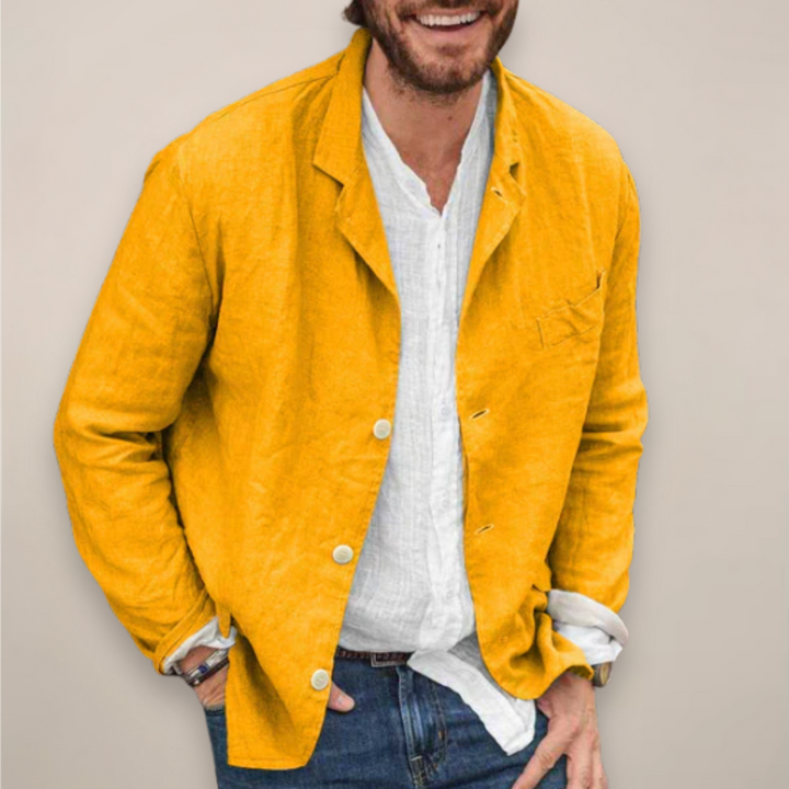 Modern men's breathable blazer, a lightweight casual jacket for effortless summer and warm weather fashion.