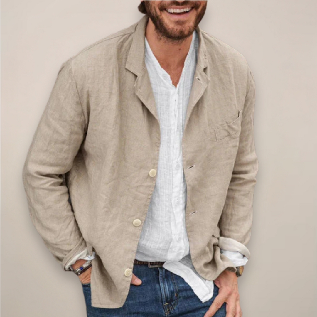 Men's casual breathable summer blazer in a relaxed, lightweight style for smart casual fashion.