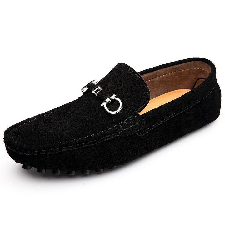 Navy moccasin driving loafers for men. Stylish slip-on casual footwear, ideal for everyday wear.