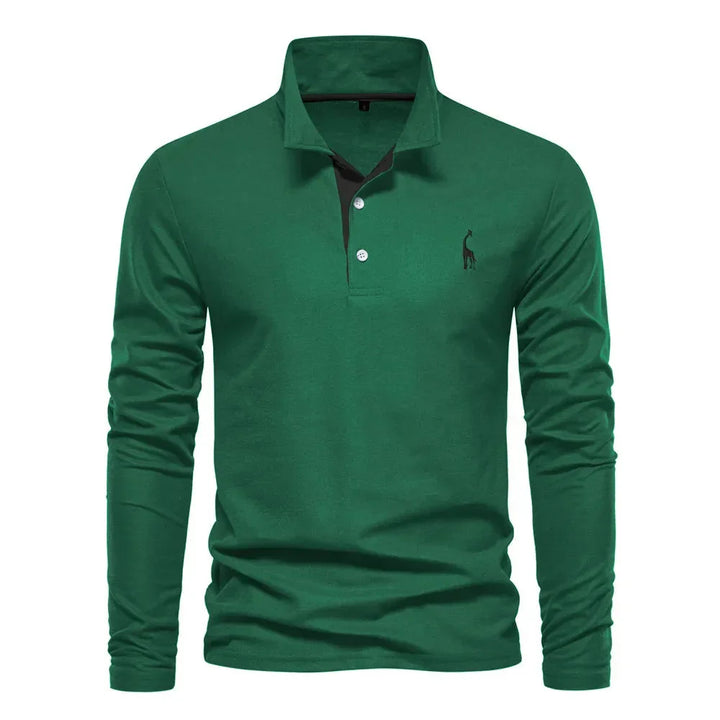 Men's versatile long sleeve polo shirt, slim fit for easy layering or standalone smart casual wear.