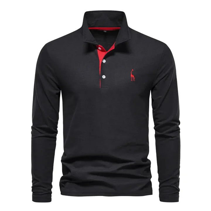 Men's casual slim fit long sleeve polo shirt, perfect for everyday wear.
