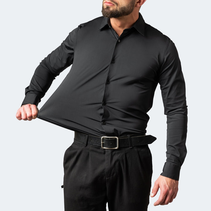 Men's professional tight shirt, flattering slim fit, long sleeve design for elegant office wear.