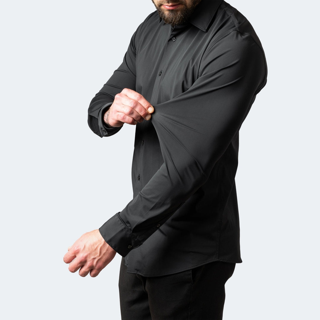 Fashionable men's slim fit long sleeve shirt, modern professional look, perfect for elegant attire.