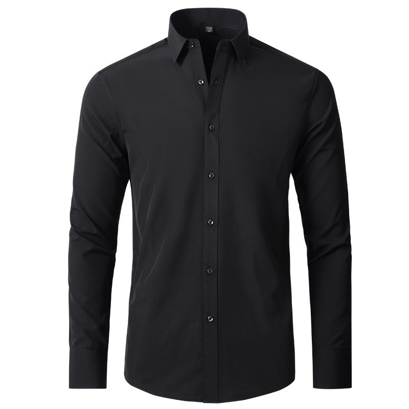 Classic men's tight fit formal shirt, long sleeve, creates a sharp, professional business silhouette.