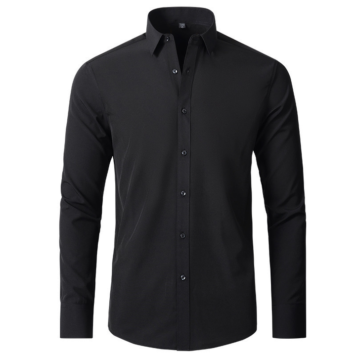 Classic men's tight fit formal shirt, long sleeve, creates a sharp, professional business silhouette.