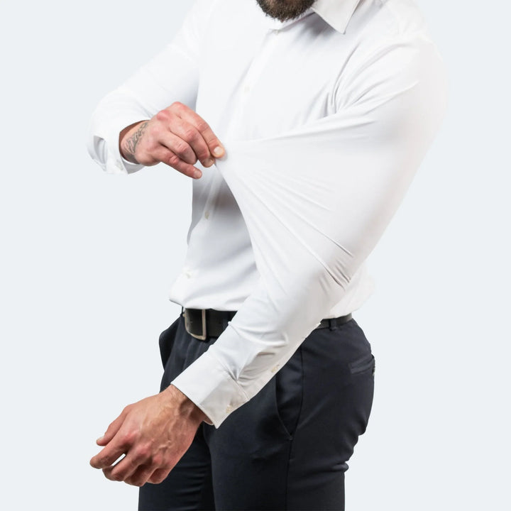 Men's formal long sleeve tight shirt, sharp slim fit for modern professional look & office wear.