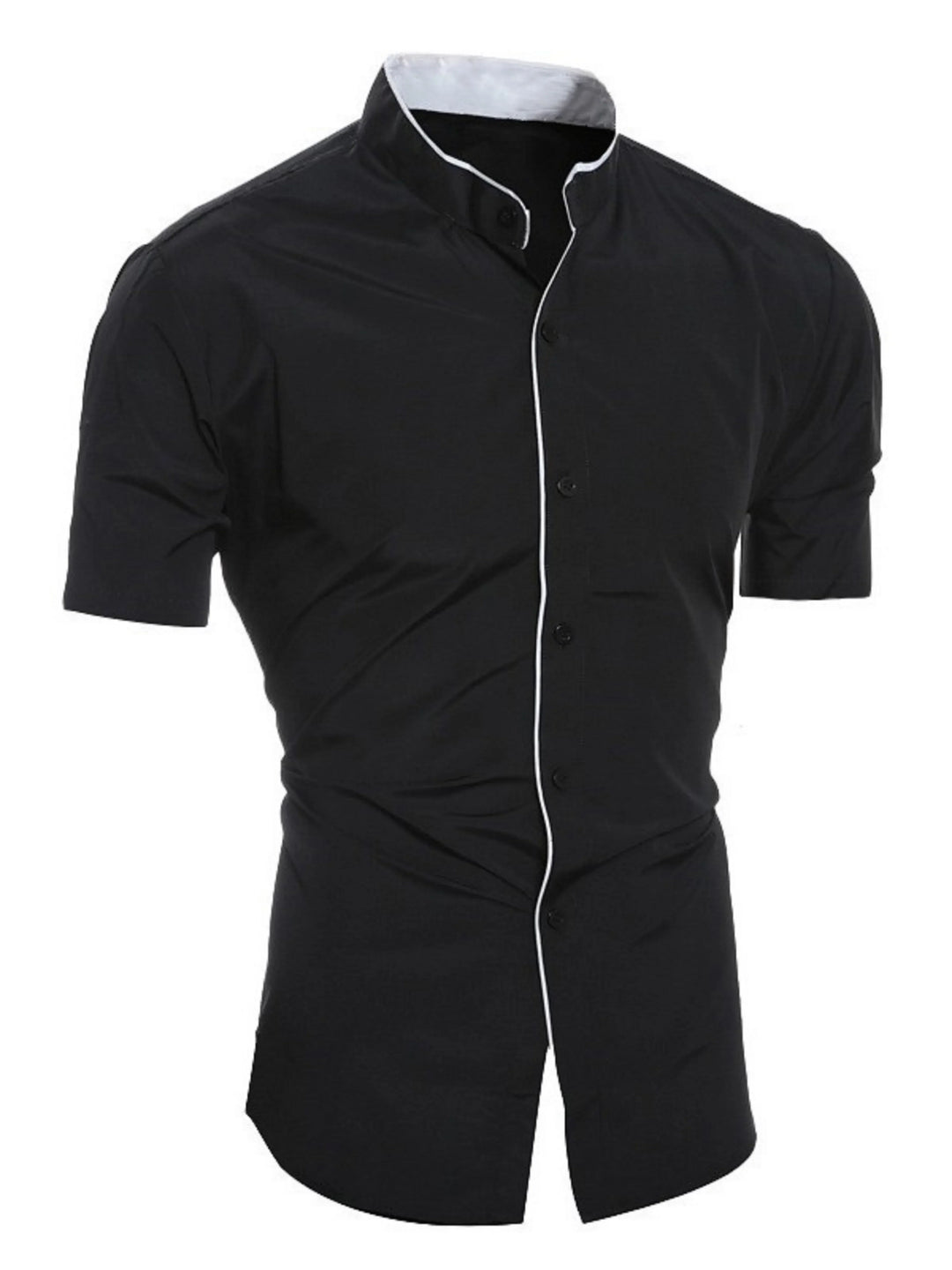 Men's fitted short sleeve button-up shirt, perfect for modern casual & smart casual wear. Versatile everyday top.