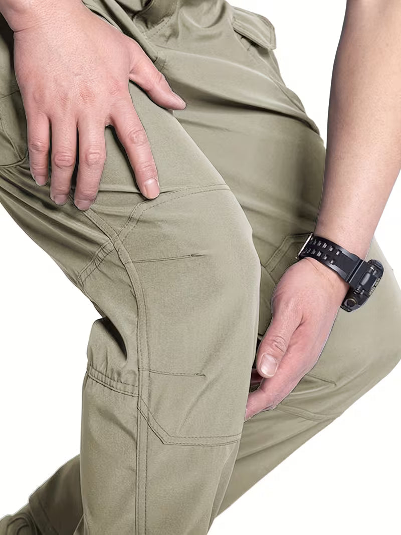 Army green men's durable cargo pants, perfect for rugged workwear and outdoor activities.